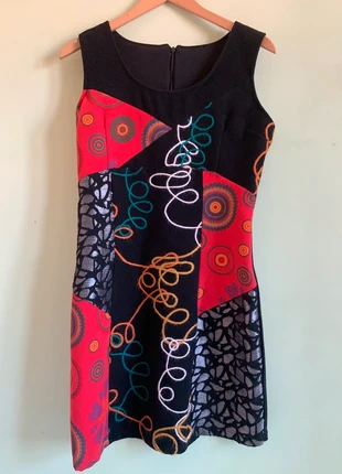 Mini Abito Invernale Patchwork con Ricami Colorati - Lana Made in Italy - Taglia L / IT 44 / EU 40, estado: Muy bueno, tamaño: L / 40 / 12, 25,00 €, 26,95 € Protección al comprador incluida