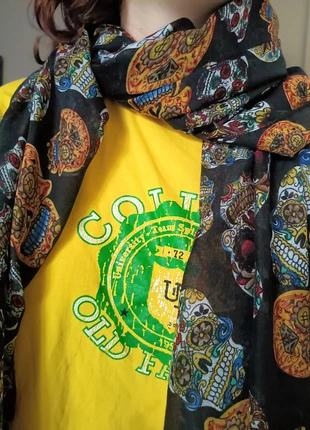 Foulard Lina & Lily Tête de Mort – Grand Format Coloré – Style Rock Bohème, brand: Lili & Lala, condition: Very good, €12.50, €13.83 includes Buyer Protection