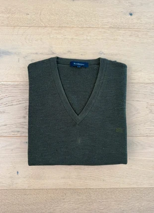 Pull à col V / Burberry / taille XL / laine Mérinos / vert foncé, merk: Burberry, staat: Heel goed, maat: XL, € 25,00, € 26,95 inclusief Kopersbescherming