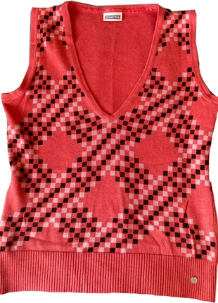 haut / petit pull sans manches rose à carreaux vintage, condition: Very good, size: S / 36 / 8, €4.00, €4.90 includes Buyer Protection