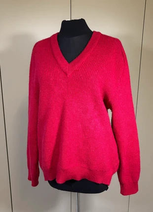 Rode wollen trui vhals Unisex knit stijlvol warm boxyfit Unisex y2K, merk: Vintage Dressing, staat: Heel goed, maat: XXL / 44 / 16, € 10,00, € 11,20 inclusief Kopersbescherming