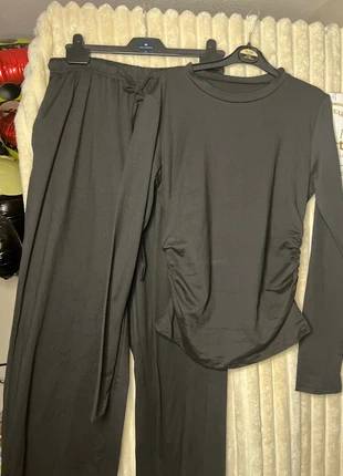 tiktok viral black two piece ruched long sleeve and trouser set, brand: TikTok Shop, condition: New without tags, size: M / 10, £10.00, £11.20 includes Buyer Protection