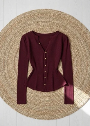 Gilet cintré bordeaux à manches longues, merk: meiya, staat: Heel goed, maat: S / 36 / 8, € 29,90, € 32,10 inclusief Kopersbescherming