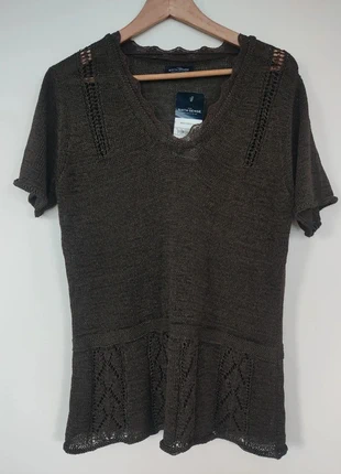 Bruine top Sixth Sense met kant L, marque: Sixth Sense, état: Neuf avec étiquette, taille: L / 40 / 12, 9,95 €, 11,15 € Protection acheteurs incluse