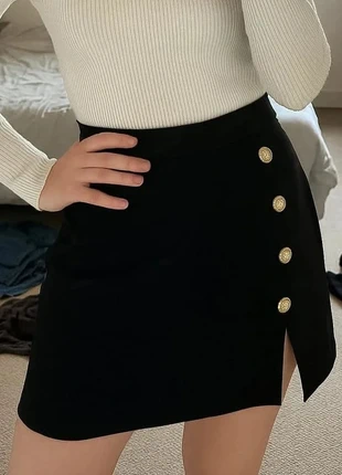 Mini jupe noire chic à boutons dorés – Taille S, brand: elan Paris, condition: Very good, size: S / 36 / 8, €19.90, €21.60 includes Buyer Protection Pro