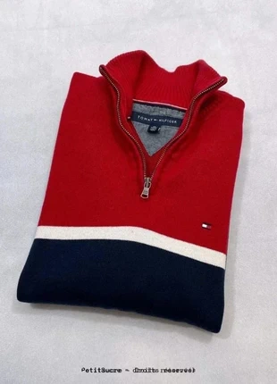 Pull Demi zip Tommy Hilfiger Rouge Bleu Marine 100% Coton Half zip - Taille XS /1197B, marke: Tommy Hilfiger, zustand: Sehr gut, größe: XS, 19,90 €, 21,60 € beinhaltet Vinted-Käuferschutz Pro