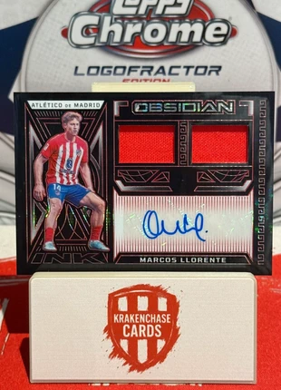 Marcos Llorente – 2023-24 Panini Obsidian Dual Jersey Ink Electric Etch Purple /49 – Atlético Madrid, brand: Panini, condition: Very good, £20.00, £21.70 includes Buyer Protection