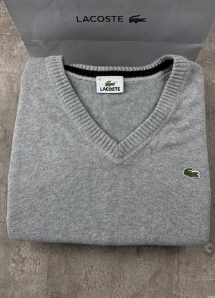 Pull col V lacoste unies gris logo brodé taille M homme / KZ065, brand: Lacoste, condition: Very good, size: M, €34.90, €37.35 includes Buyer Protection