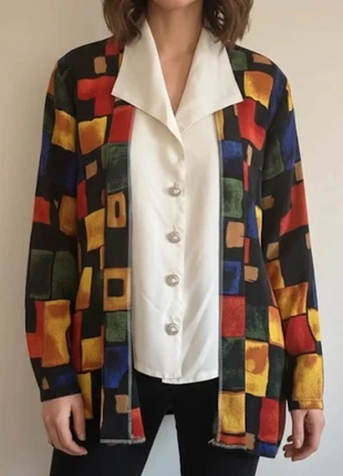 Veste Printemps Vintage Colorée Motifs Géométriques Col Blanc Chemise, marca: Vintage Dressing, estado: Muito bom, tamanho: M / 38 / 10, €45.00, €47.95 inclui Proteção do Comprador