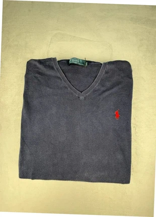 polo ralph lauren pull bleu col v logo rouge coton pima élégant homme taille L petite tache “712”, brand: Ralph Lauren, condition: Good, size: L, €26.00, €28.00 includes Buyer Protection Pro