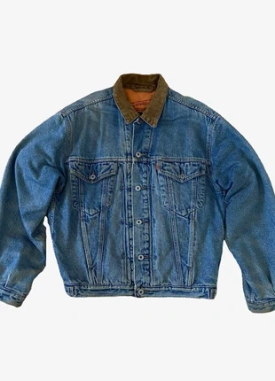 Chaqueta Levi’s Vintage 80s 90s Denim Trucker con Cuello de Pana Marrón – Estilo Retro Unisex, marque: Levi's, état: Très bon état, taille: M, 92,00 €, 97,30 € Protection acheteurs incluse