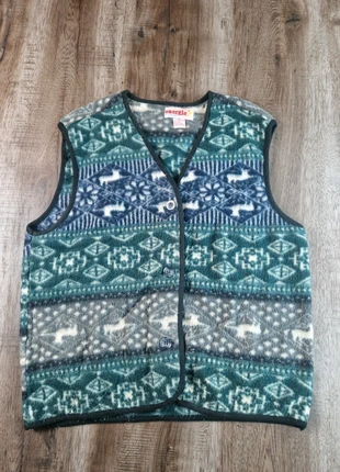 Gilet polaire vintage Energie Bi Currants vert et bleu motifs nordiques taille M, brand: Vintage Dressing, condition: Very good, size: M, €9.90, €11.10 includes Buyer Protection Pro