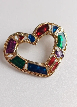 Broche coeur cloisonné style couture, marque: Vintage, état: Très bon état, 25,00 €, 26,95 € Protection acheteurs incluse