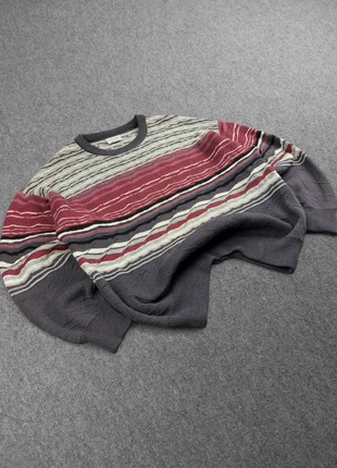 Pull Vintage 80s Maille Gris / Bordeau / Multicolore à Motifs Reliefs "Coogi Style" 100% Laine (L), marca: Vintage Dressing, estado: Bom, tamanho: L, €20.00, €21.70 inclui Proteção do Comprador Pro