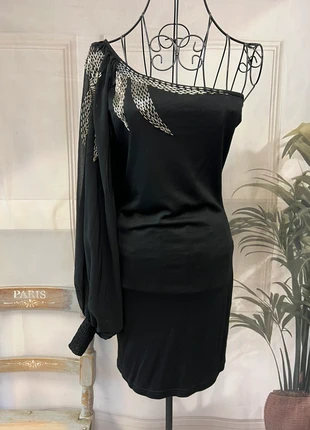 Quiz black embellished one-shoulder mini dress – size 10, brand: Quiz, condition: Very good, size: M / 10, £8.00, £9.10 includes Buyer Protection Pro