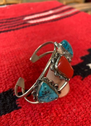 bracelet turquoise navajo vintage ancien southwest amerindien western native navajo corail, merk: Navajo, staat: Heel goed, € 179,00, € 188,65 inclusief Kopersbescherming Pro