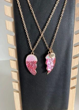 BFF Collier Cœur Rose Pailleté en Duo - Neuf & Jamais Déballé, marca: Rose, estado: Muy bueno, 6,00 €, 7,00 € Protección al comprador incluida