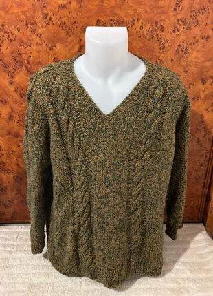 Pull homme L – col V – maille torsadée – vert & ocre – vintage, marke: Vintage Dressing, zustand: Sehr gut, größe: L, 14,00 €, 15,40 € beinhaltet Vinted-Käuferschutz Pro