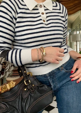 Pull cachemire Monoprix marinière noir et blanc à boutons bois, marke: Monoprix, zustand: Sehr gut, größe: S / 36 / 8, 10,00 €, 11,20 € beinhaltet Vinted-Käuferschutz Pro