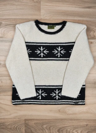 Pull chaud d'hiver, rétro vintage années 80, col rond, blanc et noir, oversize, taille XL homme, zustand: Sehr gut, größe: XL, 19,00 €, 20,65 € beinhaltet Vinted-Käuferschutz Pro