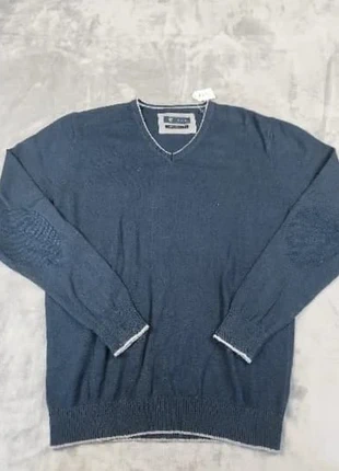 Pull homme IZAC bleu marine col V coton cachemire coudières logo métal chic élégant taille L pu15, marque: IZAC, état: Très bon état, taille: L, 28,00 €, 30,10 € Protection acheteurs (Pro) incluse