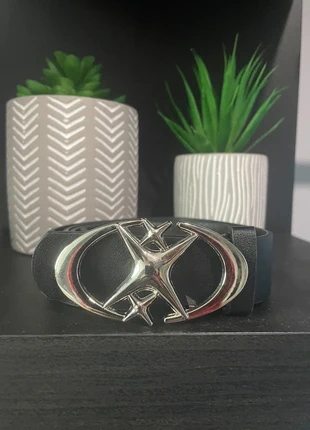 Black y2k emo style belt with silver statement piece, brand: y2k, condition: New without tags, size: 42 in | 105 cm, £9.00, £10.15 includes Buyer Protection