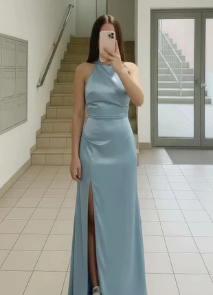 Robe de soirée satin bleu clair dos nu – Taille S, marke: Melina paris, zustand: Sehr gut, größe: S / 36 / 8, 42,80 €, 45,64 € inklusive Vinted-Käuferschutz