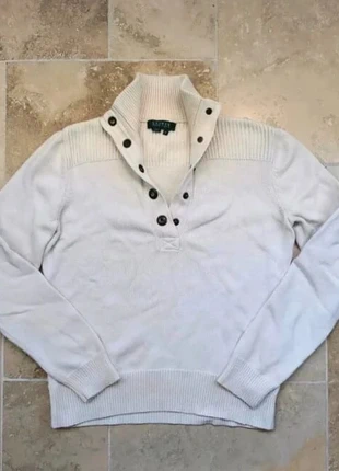 Pull col à boutons a compressions haut Lauren Ralph Lauren - Femme M - Blanc cassée - Coton, marca: Ralph Lauren, estado: Bom, tamanho: M / 38 / 10, €27.00, €29.05 inclui Proteção do Comprador Pro