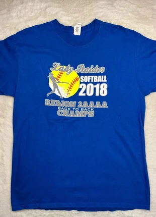 2865. T-shirt Gildan Lady Raider Softball 2018 – Taille L, marca: Gildan, estado: Muito bom, tamanho: L, €10.00, €11.20 inclui Proteção do Comprador