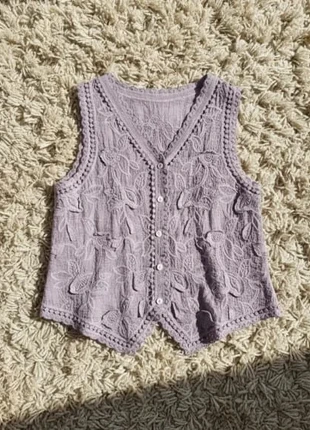 Gilet sans manches lilas brodé – style bohème romantique, brand: NovaBabe, condition: Very good, size: S / 36 / 8, €32.99, €35.34 includes Buyer Protection