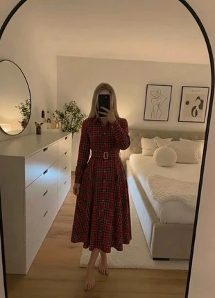 Robe longue à carreaux rouge style rétro chic pour femmes taille m, brand: Maison Calista, condition: Very good, size: M / 38 / 10, €52.90, €56.25 includes Buyer Protection