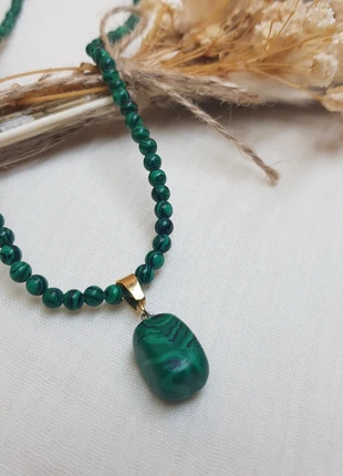 Collier perles et pierre naturelle Malachite - C9, marque: Malachite, état: Neuf avec étiquette, 10,90 €, 12,15 € Protection acheteurs incluse