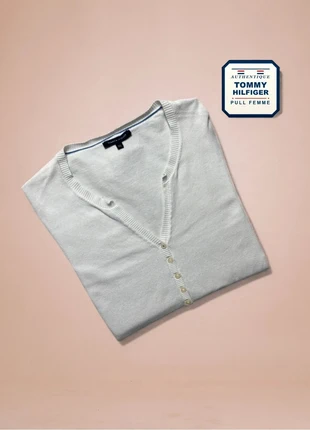 Pull Tommy Hilfiger® Authentique femme col V blanc cassé taille XXL bon état THF1092, brand: Tommy Hilfiger, condition: Good, size: XXL / 44 / 16, €9.00, €10.15 includes Buyer Protection Pro