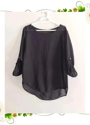 Blusa negra fluida semitransparente tipo cover, marque: Made In Italy, état: Très bon état, taille: M / 38 / 10, 7,00 €, 8,05 € Protection acheteurs incluse