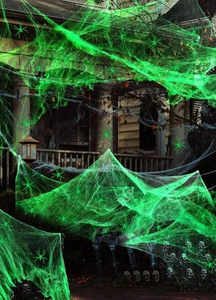Toile d’araignée fluorescente d’Halloween – Effet brillant dans le noir ! (20g), merk: Ambiance, staat: Nieuw met prijskaartje, € 3,90, € 4,80 inclusief Kopersbescherming Pro