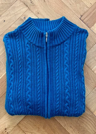 Pull full zip torsadé bleu canard en coton - taille XL homme, brand: Vintage Dressing, condition: Very good, size: XL, €16.00, €17.50 includes Buyer Protection