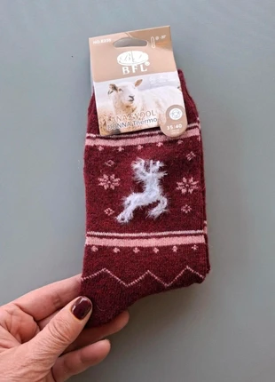 🎄Idea regalo🎄 Calzini donna natalizi/montagna 80% lana thermo 15% cotone BLF mis. 35/40., brand: BLF, condizioni: Nuovo con cartellino, taglia: M | 39-42, €4.40, €5.32 include la Protezione acquisti