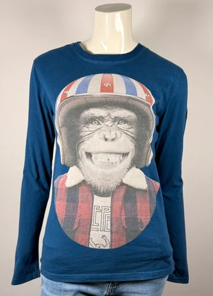 Blue graphic long-sleeve shirt, French creation, marke: Le Temps des Cerises, zustand: Sehr gut, größe: XS, 12,90 €, 14,25 € inklusive Vinted-Käuferschutz