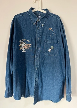SALE! Vintage Peanuts Snoopy Denim Shirt – Blue Jean Shirt (43/44 – L/XL – Rare Embroidery), marke: Denim, zustand: Sehr gut, größe: XL, 21,00 €, 22,25 € inklusive Vinted-Käuferschutz
