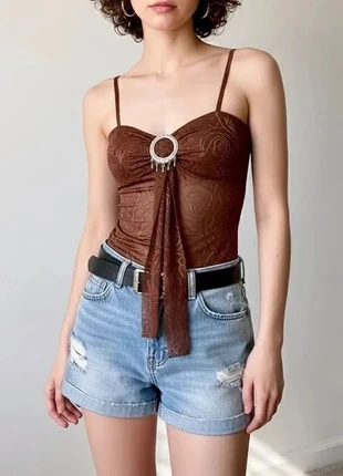 Débardeur Vintage Chic Marron avec Broche, marca: Vintage Chic, estado: Muito bom, tamanho: M / 38 / 10, €29.90, €32.10 inclui Proteção do Comprador