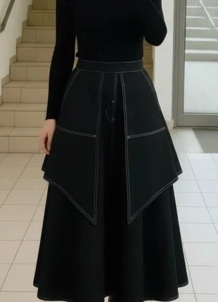 Pantalon noir ample style jupe – Détails couture contrastés – Taille S, marque: UmbraLace, état: Très bon état, taille: S / 36 / 8, 43,80 €, 46,69 € Protection acheteurs incluse