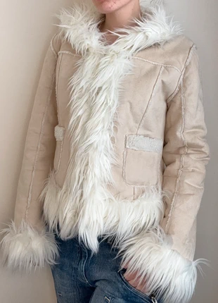 Y2K early 00s faux fur Beige Afghan Jacket, brand: Heaven, condition: Good, size: M / 10, £22.00, £23.80 includes Buyer Protection