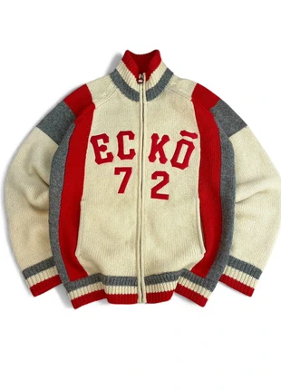 Pull sweat zip Ecko unltd 100% laine vintage et rare - épais chaud rouge et crème taille S, brand: ECKO UNLTD., condizioni: Ottime, taglia: S, €54.90, €58.35 include la Protezione acquisti