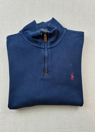 Pull Half zip quart zip Ralph Lauren Bleu/M  col camionneur coton piqué sweat logo brodé, brand: Polo Ralph Lauren, condition: Very good, size: M, €49.00, €52.15 includes Buyer Protection