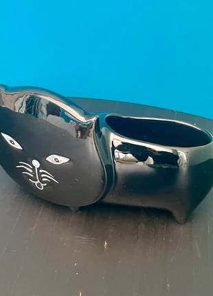 Vide-poche, pot vintage en céramique noir, Forme de chat, Objet décoratif rare &original année 60/80, brand: ceramique, condition: Very good, €8.00, €9.10 includes Buyer Protection