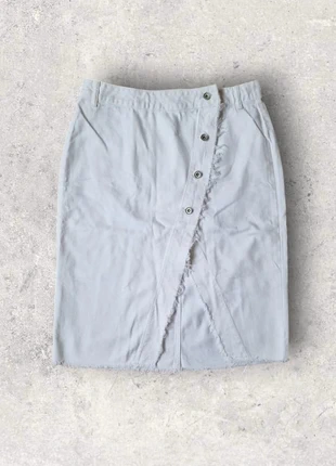 Jupe porte feuille denim blanc Zara longueur genoux à boutons taille L ou 40, marca: Zara, estado: Muito bom, tamanho: L / 40 / 12, €3.00, €3.85 inclui Proteção do Comprador