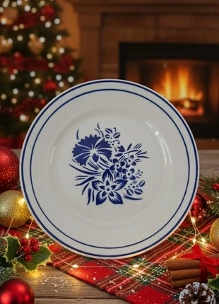 French Badonviller Dessert Plate - Blue Floral Pattern, marque: Badonviller, état: Très bon état, 10,00 €, 11,20 € Protection acheteurs (Pro) incluse