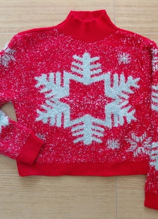 Maglione Natalizio Rosso Glitter Fiocco Neve Dolcevita, marque: Made In Italy, état: Très bon état, taille: S / 36 / 8, 3,00 €, 3,85 € Protection acheteurs incluse