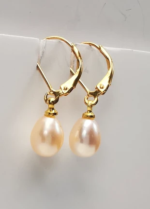 Boucles perles de culture avec certificat 7-9mm sur dormeuses plaquées or 18K, marque: Certificat perles, état: Très bon état, 30,00 €, 32,20 € Protection acheteurs (Pro) incluse