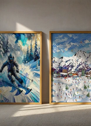 Ski Wall Art Set – Winter Skiing & Alpine Mountain Prints (A4 Framed), brand: Art, condition: New without tags, £20.99, £22.74 includes Buyer Protection Pro